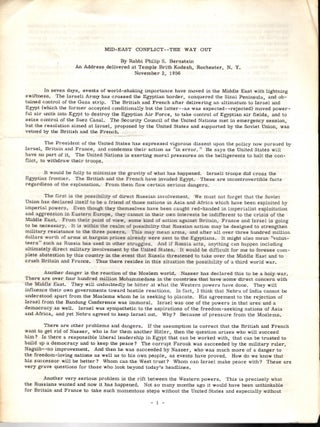 Item #103334 Mid-East Conflct -- The Way Out. An Address delivered at Temple Brith Kodesh,...