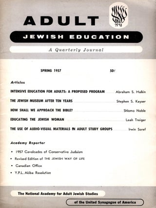 Item #104989 Adult Jewish Education: A Quarterly Journal. Spring, 1957