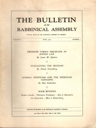 Item #105035 The Bulletin of the Rabbinical Assembly: Offical Organ of the Rabbinical Assembly of...
