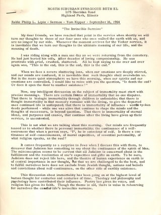 Item #105052 Sermon - 2nd day of Rosh Hashanah, September 8,1964: "The Healed Society." Philip L....