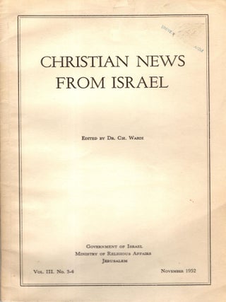 Christian News From Israel. November, 1952. Vol. III, No. 3-4. Ch Wardi.