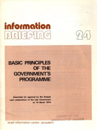 Item #105439 Basic Principles of the Government's Programme: Submitted for approval by the...