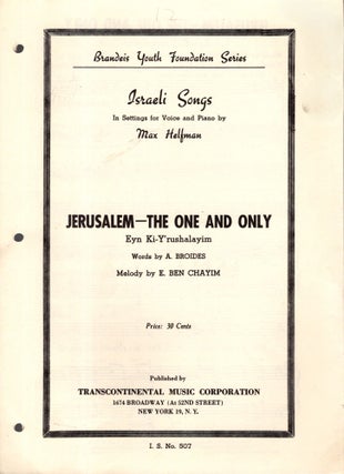 Item #105723 Israeli Songs In Settings for Voice and Piano by Max Helfman. Four separate pieces....