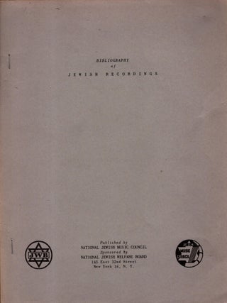Item #105842 Bibliography of Jewish Recordings. Frank Cohen