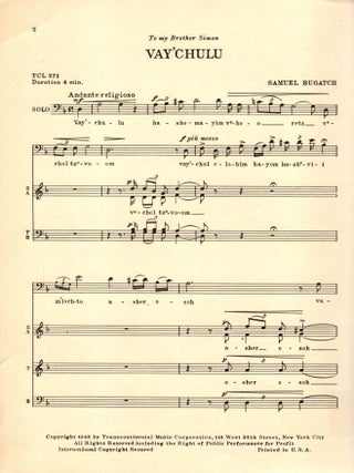 Item #106026 Vay'chulu. Samuel Bugatch, arranged for Mixed Chorus by