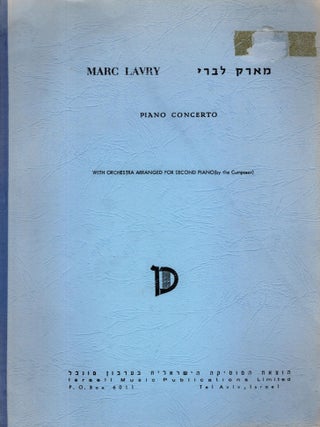 Item #106071 Piano Conceerto, With Orchestra Arranged For Second Piano (by the composer). Marc Lavry