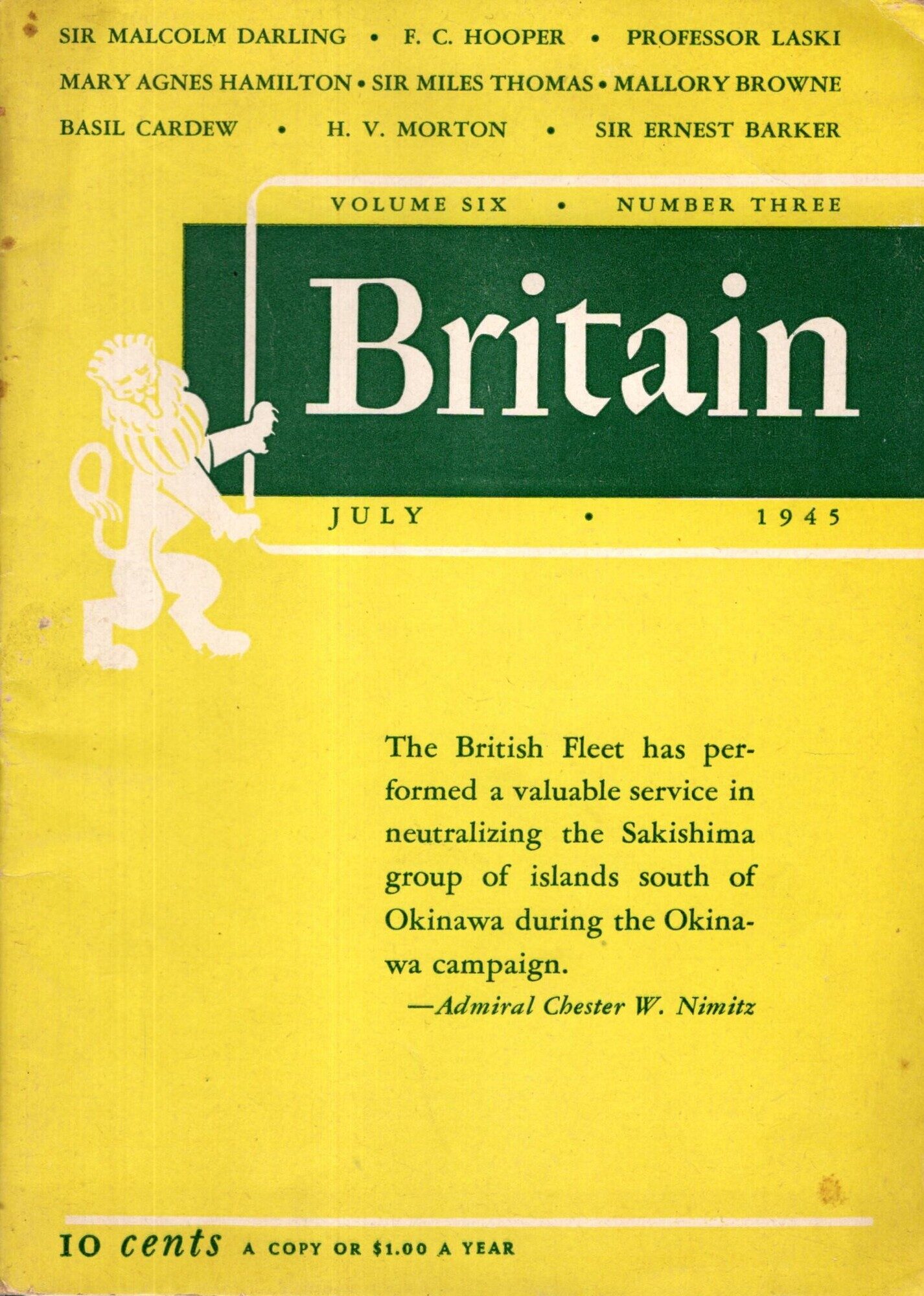 Britain. Volume Six, Number Three, July 1945