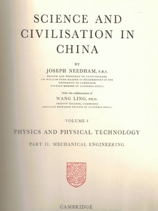 Item #107438 Science and Civilization in China, Volume 4. Physics and Physical Technology. Part...