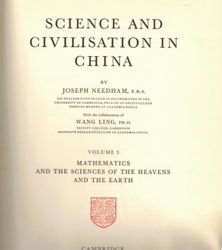 Item #107439 Science and Civilization in China, Volume 3: Mathematics and the Sciences of the...