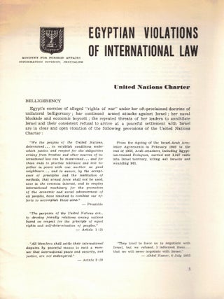 Item #108709 Egyptian Violations of International Law