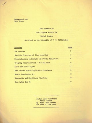 Item #108765 Arab Assault on Civil Rights within the United States: An Attack on the Integrity of...