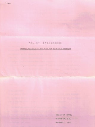 Item #108784 Policy Background: Israeli Prisoners of War Must Not Be Used as Hostages