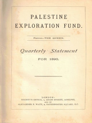 Palestine Exploration Fund Quarterly Statement For 1890