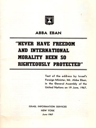 Item #15920 "Never Have Freedom and Interantional Morality Been So Rightgeously Protected" Text...