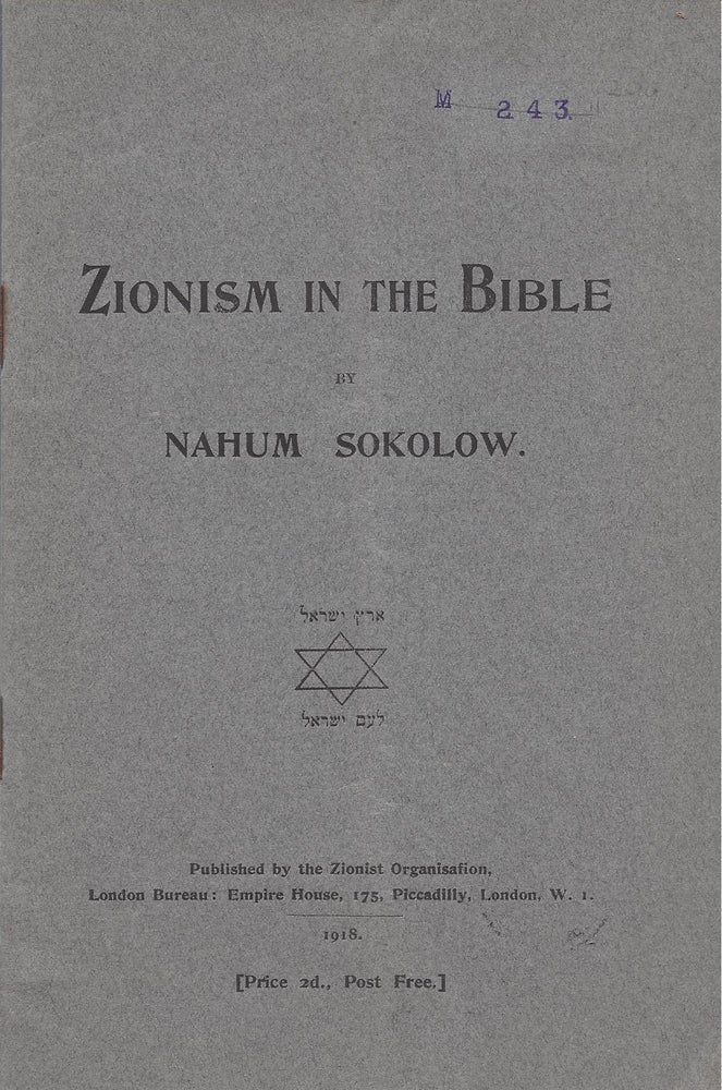 Item #71380 Zionism in the Bible. Nahum Sokolow.