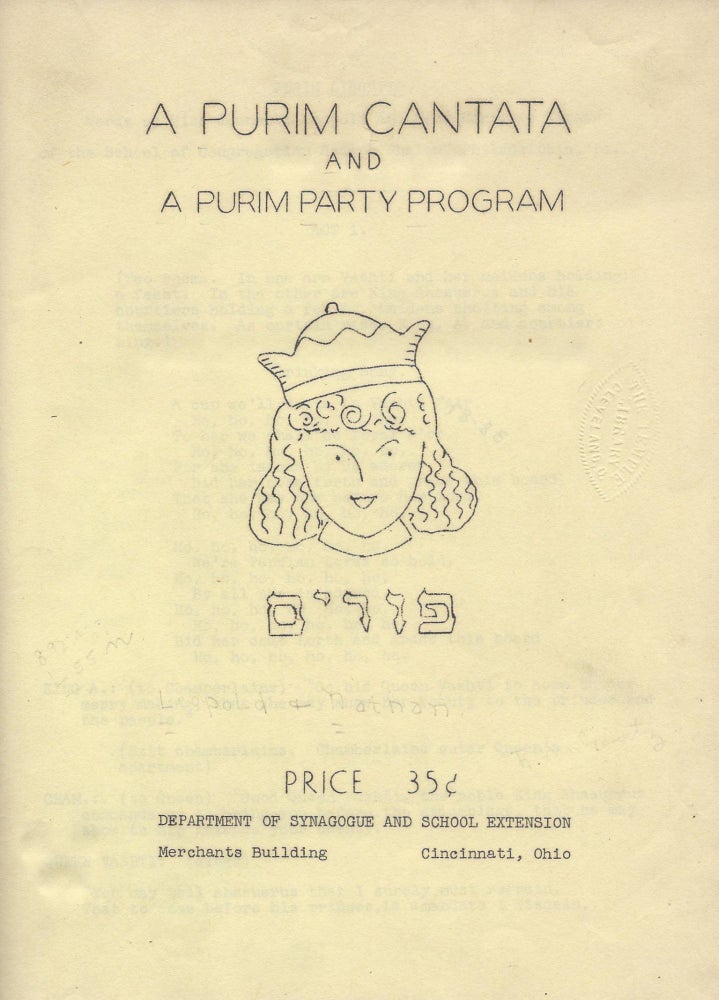 Item #71450 A Purim Cantata and A Purim Party Program. Jeanette Leopold, Hortense Nathan.