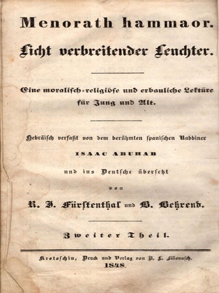 Item #87852 Menorath hammaor: eine moralisch-religiöse und erbauliche Lektüre für Jung und...