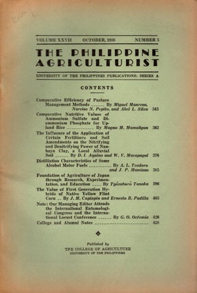 Item #88264 The Philippine Agriculturalist, Volume XXVII, October, 1938, Number 5. University of...