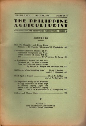 Item #88267 The Philippine Agriculturalist, Volume XXVII, January, 1939, Number 8. University of...