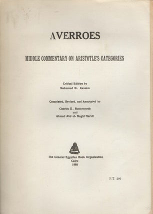 Talkhis kitab 'al-maqulat/ Averroes middle commentary on Aristotle's Categories .