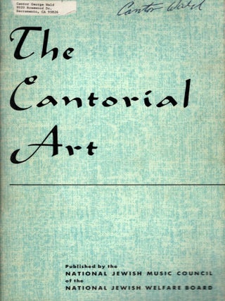 Item #92535 The Cantorial Art. Irene Heskes